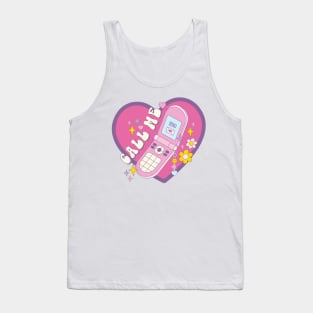 Call Me - Retro Phone with Hearts, Flowers and Stars Tank Top